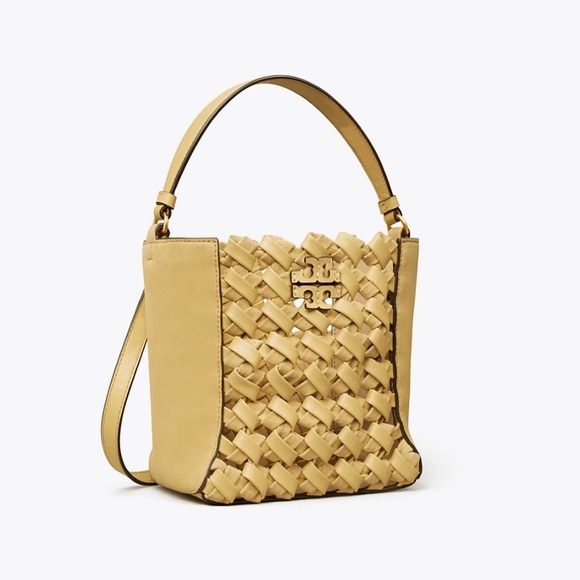 Tory Burch McGraw Woven Embossed Small Bucket Bag - Picture 2 of 12